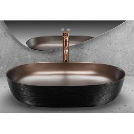 REA-U6383 - Tvättställ för bänkskiva CLEO 41x60,5 cm keramik/svart/borstad koppar