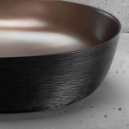 REA-U6383 - Tvättställ för bänkskiva CLEO 41x60,5 cm keramik/svart/borstad koppar