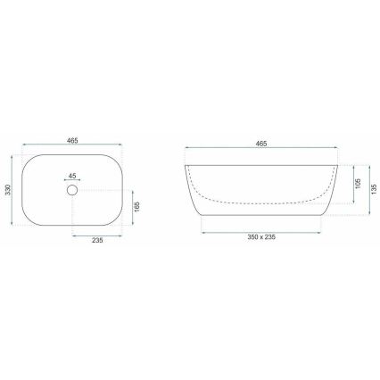 REA-U6384 - Tvättställ för bänkskiva BELINDA 33x46,5 cm keramik/svart/brun