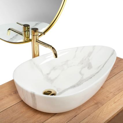 REA-U6501 - Tvättställ för bänkskiva GRETA 40x65,5 cm keramik/stenimitation
