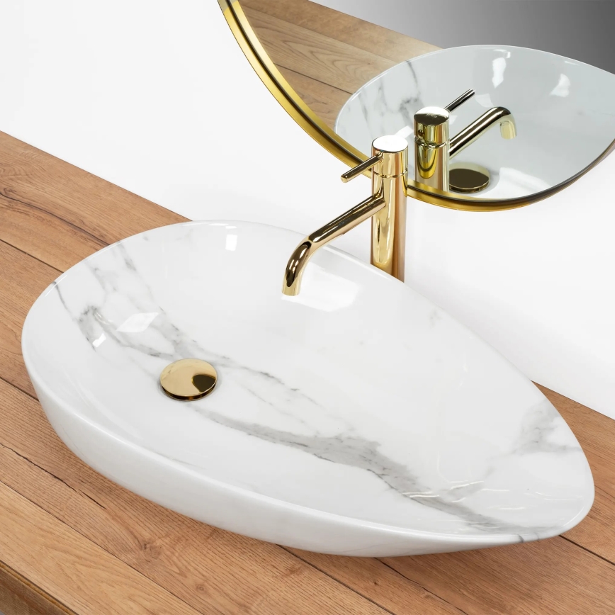 REA-U6501 - Tvättställ för bänkskiva GRETA 40x65,5 cm keramik/stenimitation