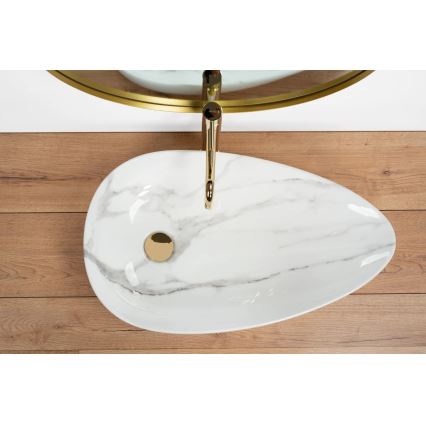 REA-U6501 - Tvättställ för bänkskiva GRETA 40x65,5 cm keramik/stenimitation