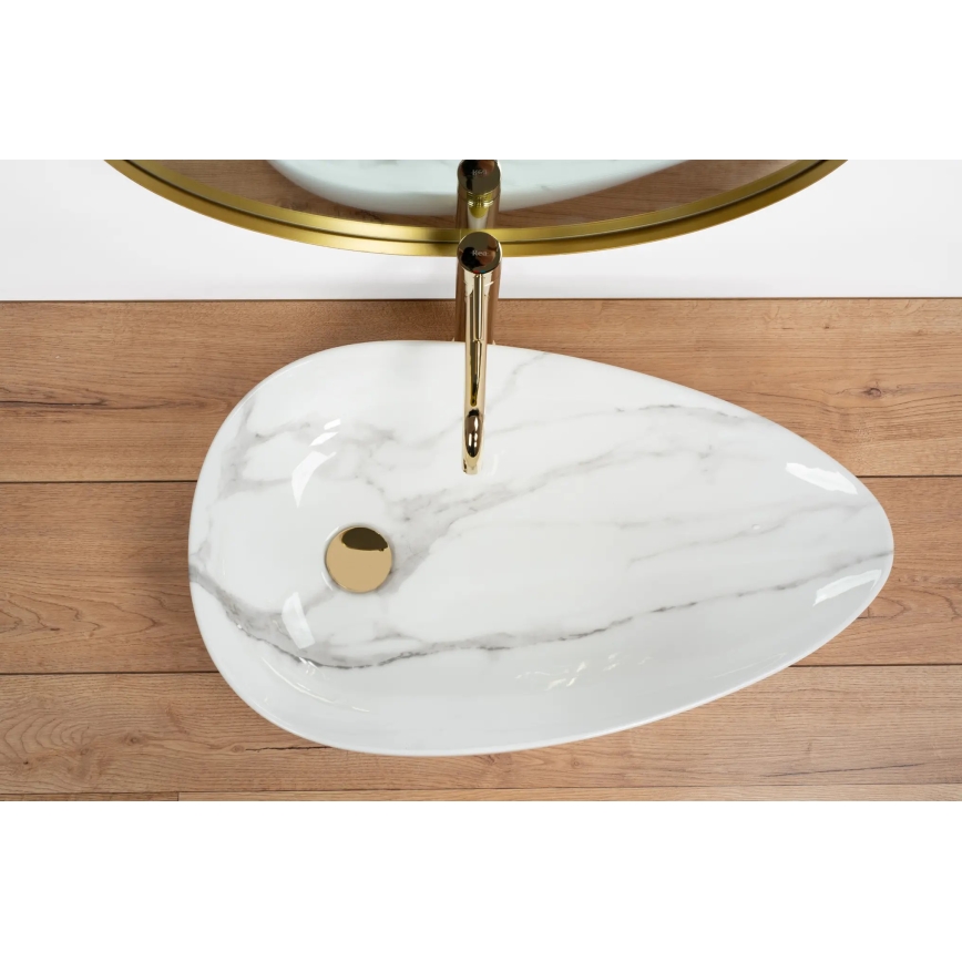 REA-U6501 - Tvättställ för bänkskiva GRETA 40x65,5 cm keramik/stenimitation