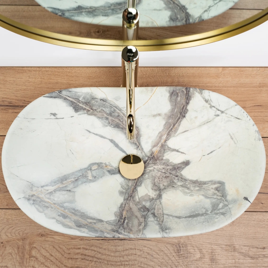 REA-U6502 - Tvättställ för bänkskiva ROYAL 36x60,5 cm keramik/marmordekor
