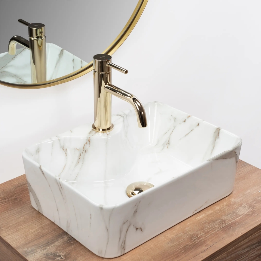 REA-U6504 - Handfat för bänkskiva KELLY MINI 31x41 cm keramik/stenimitation