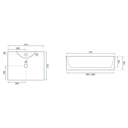 REA-U6504 - Handfat för bänkskiva KELLY MINI 31x41 cm keramik/stenimitation
