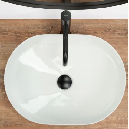 REA-U6563 - Handfat för bänkskiva NADIA 38x50 cm keramik/glansig vit