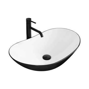 REA-U6600 - Tvättställ för bänkskiva ROYAL 36 x 62,5 cm keramik/vit/svart