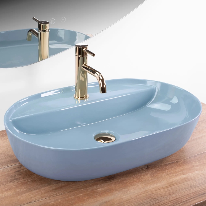 REA-U6618 - Ovanpåliggande tvättställ AURA 41x61 cm keramik/glansig blå