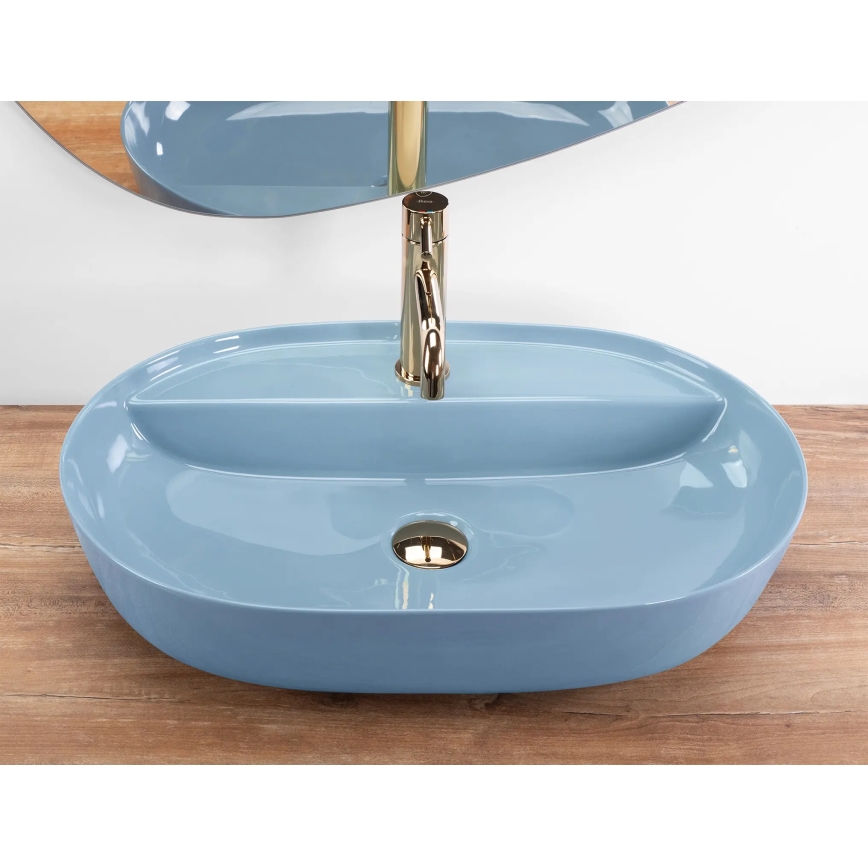 REA-U6618 - Ovanpåliggande tvättställ AURA 41x61 cm keramik/glansig blå