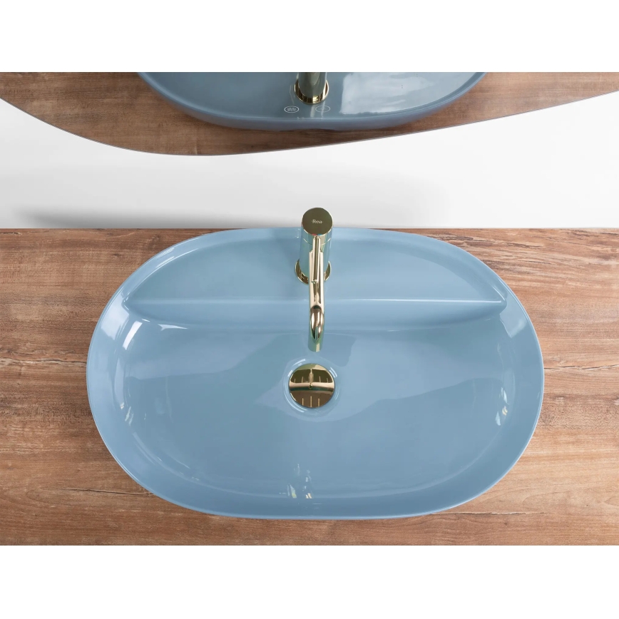 REA-U6618 - Ovanpåliggande tvättställ AURA 41x61 cm keramik/glansig blå
