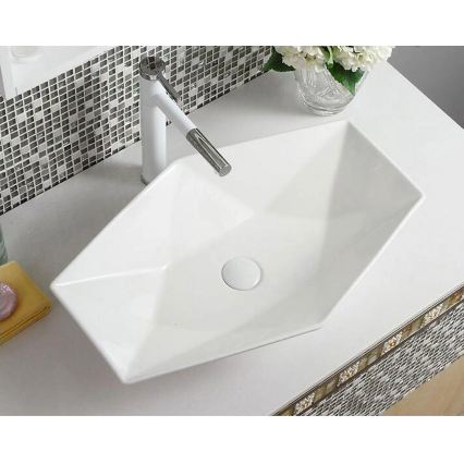 REA-U6643 - Tvättställ för bänkskiva VEGAS 37 x 57 cm, keramik, högblank vit