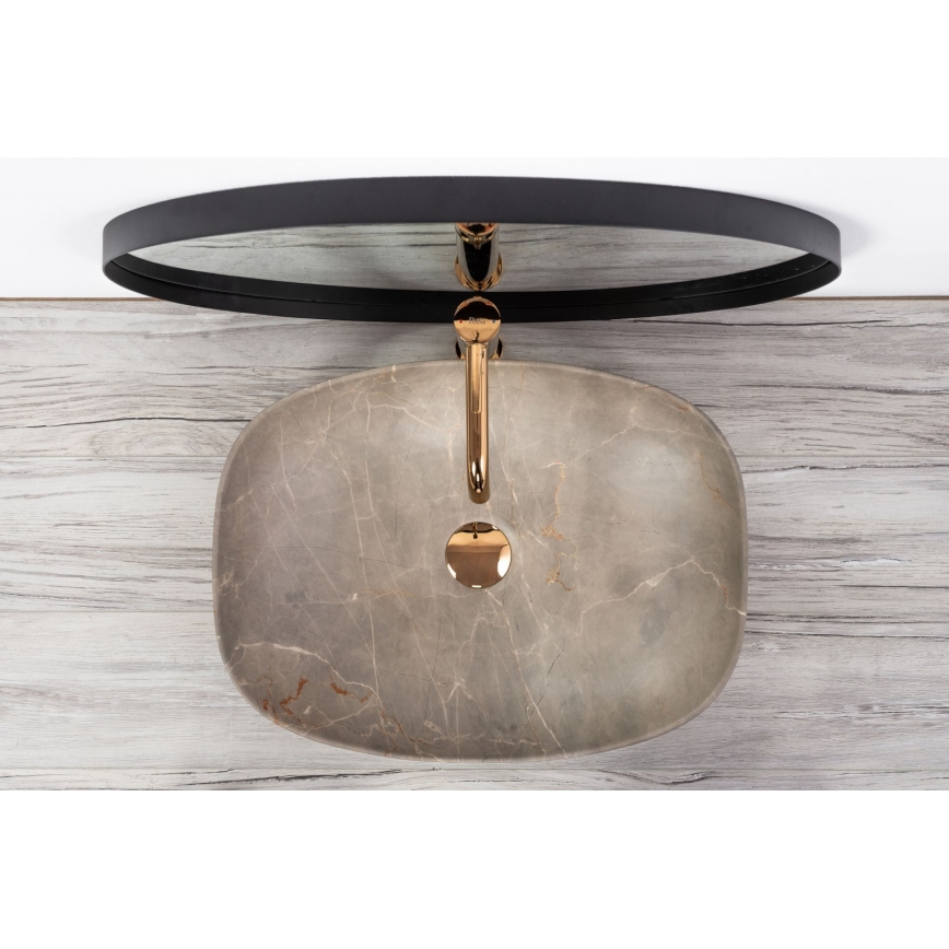 REA-U6647 - Tvättställ för bänkskiva FREJA 39,5x51 cm keramik/grå/marmordekor