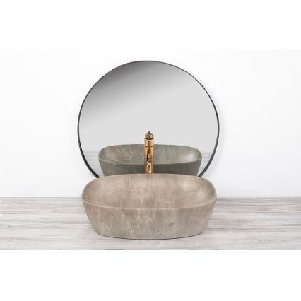 REA-U6647 - Tvättställ för bänkskiva FREJA 39,5x51 cm keramik/grå/marmordekor