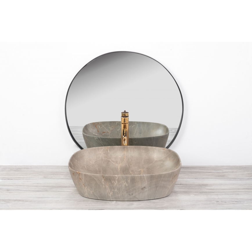 REA-U6647 - Tvättställ för bänkskiva FREJA 39,5x51 cm keramik/grå/marmordekor