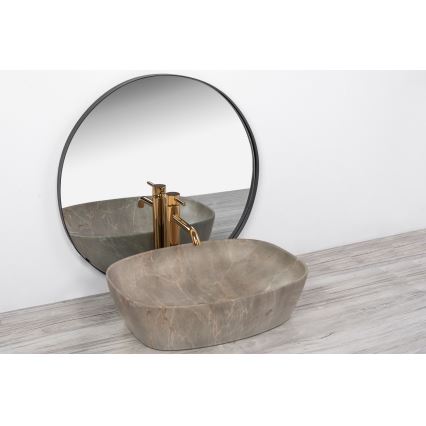 REA-U6647 - Tvättställ för bänkskiva FREJA 39,5x51 cm keramik/grå/marmordekor