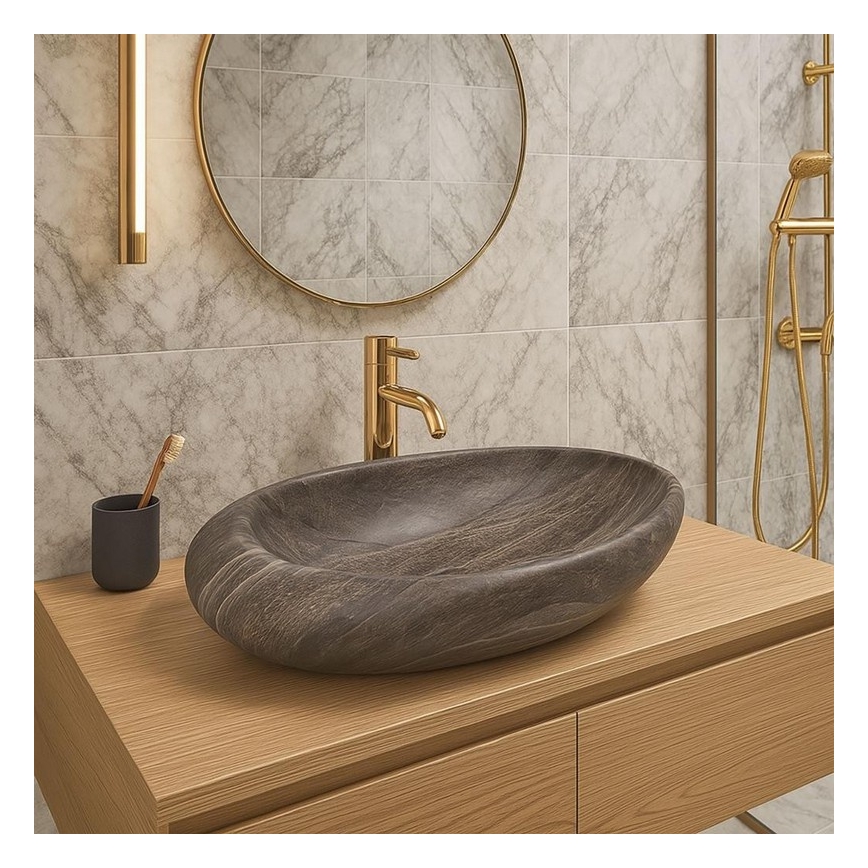 REA-U6649 - Tvättställ för bänkskiva ROXY 31x49 cm, keramik/stenimitation