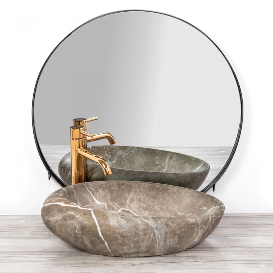 REA-U6650 - Tvättställ för bänkskiva ROXY 31x49 cm keramik/grå/marmordekor