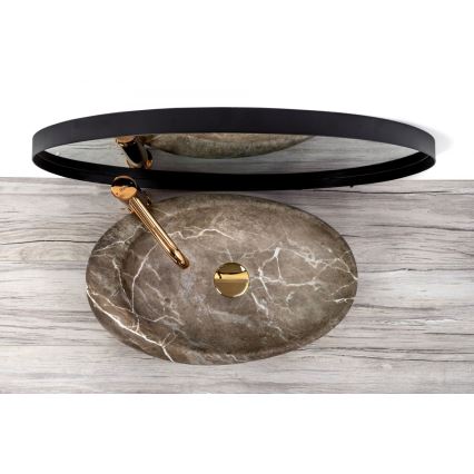 REA-U6650 - Tvättställ för bänkskiva ROXY 31x49 cm keramik/grå/marmordekor