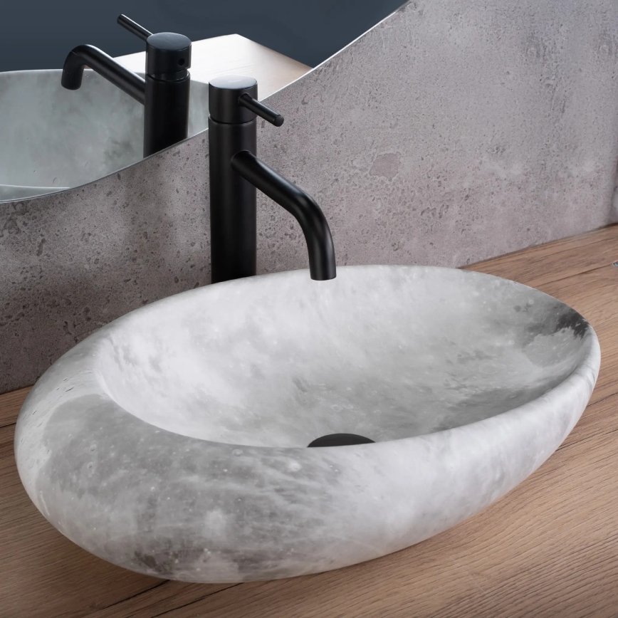 REA-U6651 - Tvättställ för bänkskiva ROXY 31x49 cm keramik/grå/stenimitation