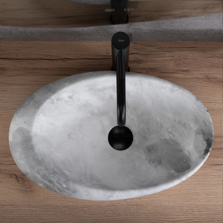 REA-U6651 - Tvättställ för bänkskiva ROXY 31x49 cm keramik/grå/stensimitation