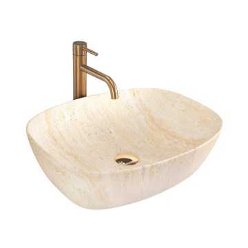 REA-U6689 - Tvättställ för bänkskiva FREJA 39,5x51 cm keramik/beige/stensimitation