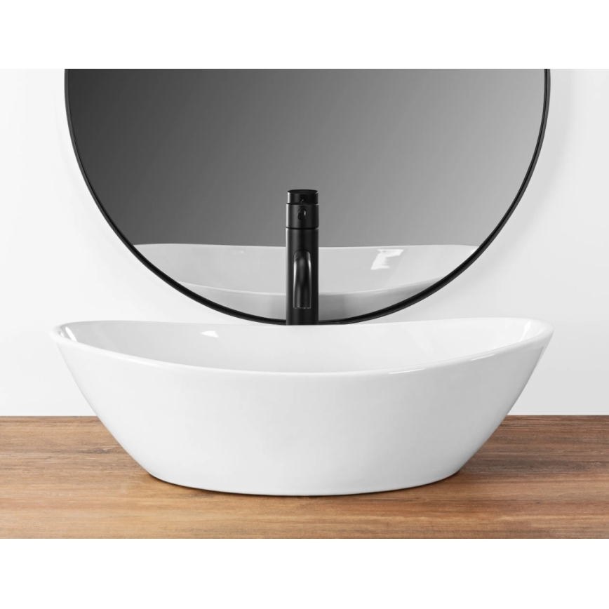 REA-U6801 - Tvättställ för bänkskiva KATE 33,5 x 55,5 cm keramik/blank vit