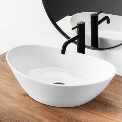REA-U6801 - Tvättställ för bänkskiva KATE 33,5 x 55,5 cm keramik/blank vit