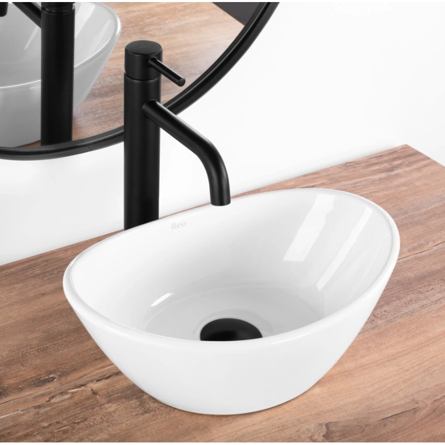 REA-U6803 - Tvättställ för bänkskiva KATE 24,5x36,5 cm, keramik/blank vit