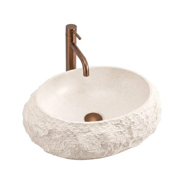 REA-U7347 - Tvättställ för bänkskiva MIKA 38x50 cm beige/stenimitation