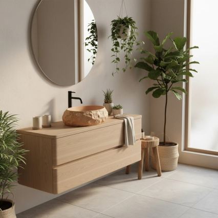 REA-U7348 - Handfat för bänkskiva MIKA 38x50 cm orange/beige i steneffekt