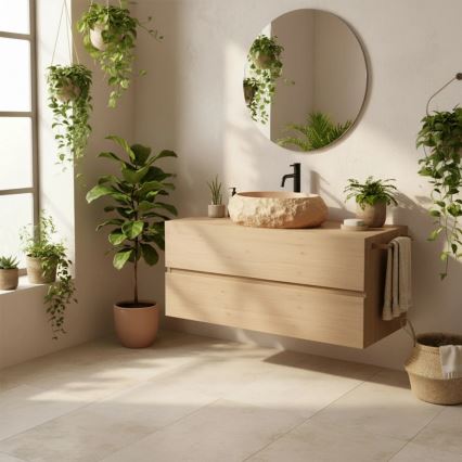 REA-U7348 - Handfat för bänkskiva MIKA 38x50 cm orange/beige i steneffekt
