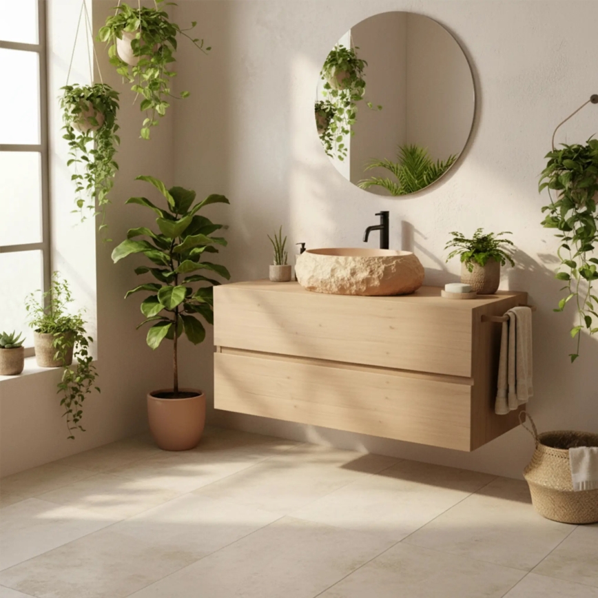 REA-U7348 - Handfat för bänkskiva MIKA 38x50 cm orange/beige i steneffekt