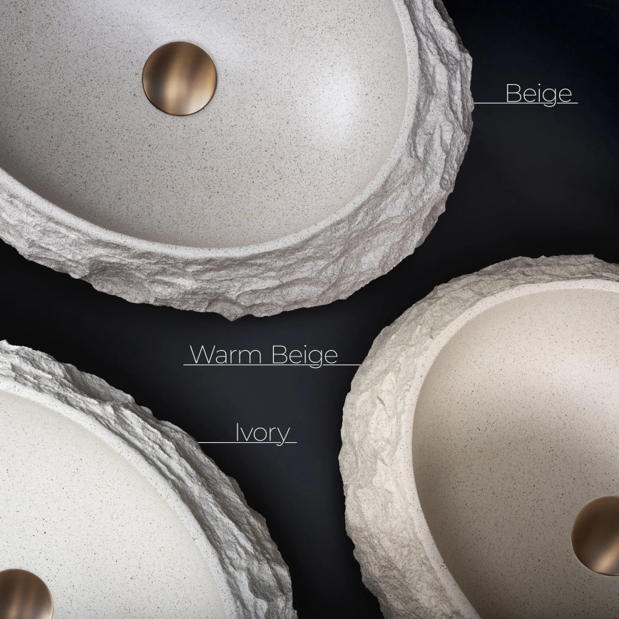 REA-U7350 - Handfat för bänkskiva MIKA 38x50 cm vit/stenimitation