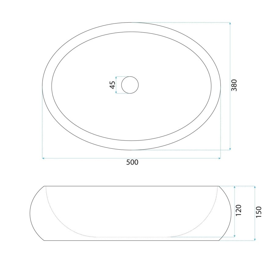 REA-U7350 - Handfat för bänkskiva MIKA 38x50 cm vit/stenimitation