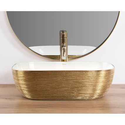 REA-U7422 - Tvättställ för bänkskiva BELINDA 33x46,5 cm keramik/vit/guld