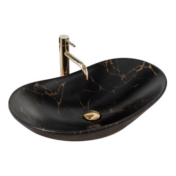 REA-U7478 - Tvättställ för bänkskiva ROYAL 36x62 cm keramik/svart/marmordekor