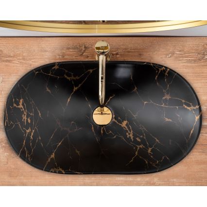 REA-U7478 - Tvättställ för bänkskiva ROYAL 36x62 cm keramik/svart/marmordekor