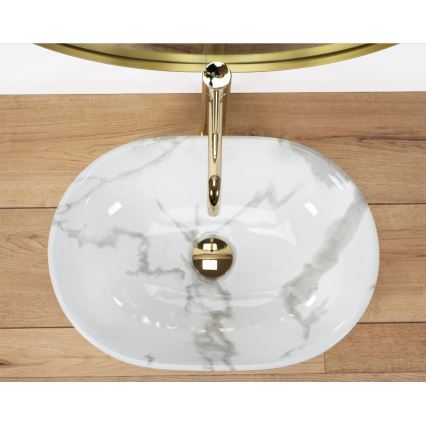 REA-U8001 - Tvättställ för bänkskiva AMELIA 34,5 x 48 cm i keramik med marmordekor