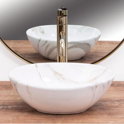 REA-U8014 - Tvättställ för bänkskiva SOFIA MINI 27x34 cm keramik/marmordekor