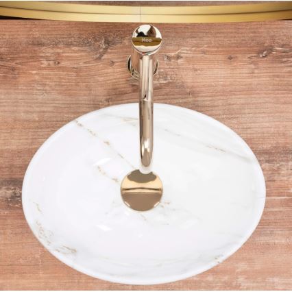 REA-U8014 - Tvättställ för bänkskiva SOFIA MINI 27x34 cm keramik/marmordekor