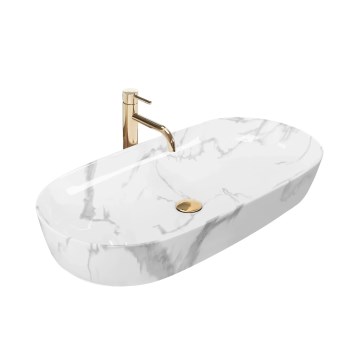 REA-U8403 - Tvättställ för bänkskiva CLEO 41x81 cm, keramik/marmordekor