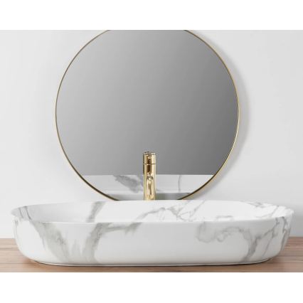 REA-U8403 - Tvättställ för bänkskiva CLEO 41x81 cm, keramik/marmordekor