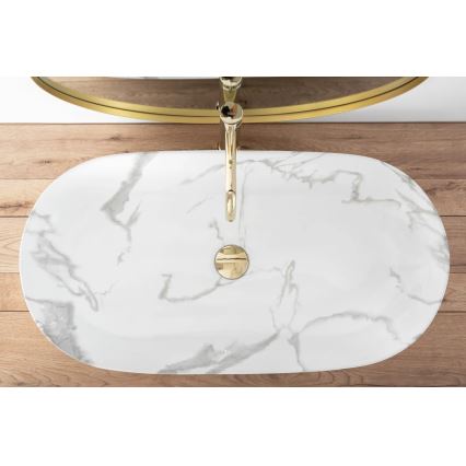 REA-U8403 - Tvättställ för bänkskiva CLEO 41x81 cm, keramik/marmordekor