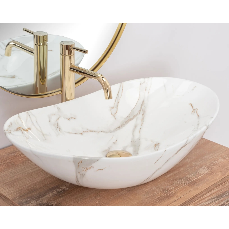 REA-U8548 - Tvättställ för bänkskiva ROYAL 36x60,5 cm keramik/marmordekor