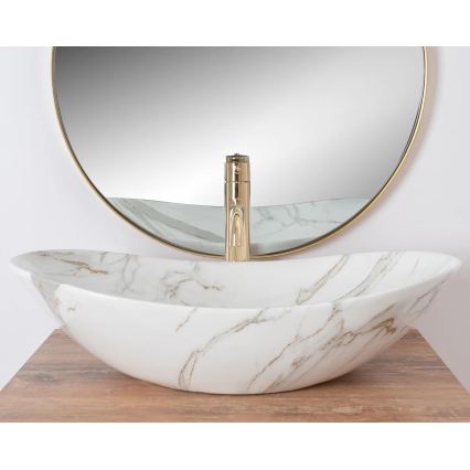 REA-U8548 - Tvättställ för bänkskiva ROYAL 36x60,5 cm keramik/marmordekor