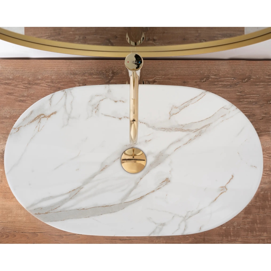 REA-U8548 - Tvättställ för bänkskiva ROYAL 36x60,5 cm keramik/marmordekor