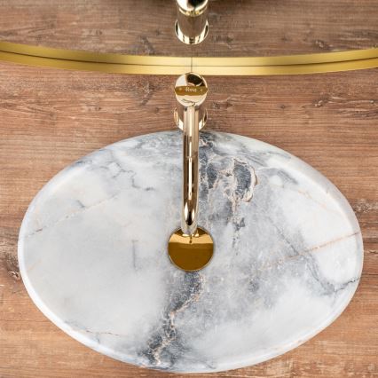 REA-U8567 - Tvättställ för bänkskiva LINDA 34x48,5 cm keramik/marmordekor