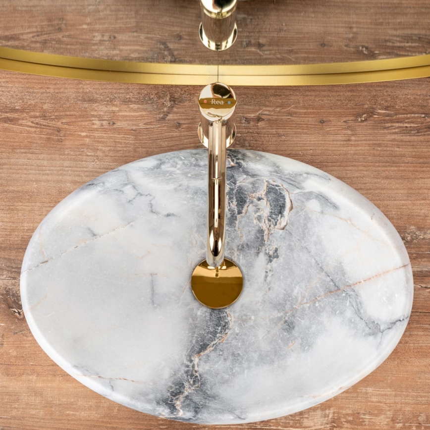 REA-U8567 - Tvättställ för bänkskiva LINDA 34x48,5 cm keramik/marmordekor