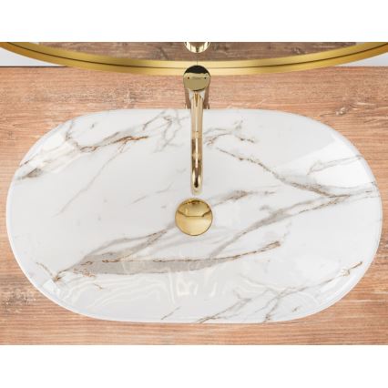 REA-U8597 - Tvättställ för bänkskiva ROYAL 36x62 cm, keramik/marmordekor